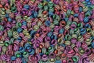 Plastperler med svarte striper 1 kg thumbnail